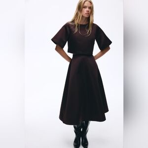 H&M Chocolate Brown Midi Skirt